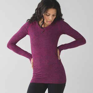 Lululemon Swiftly Tech Long Sleeve Crew in Heathered Jewelled Magenta